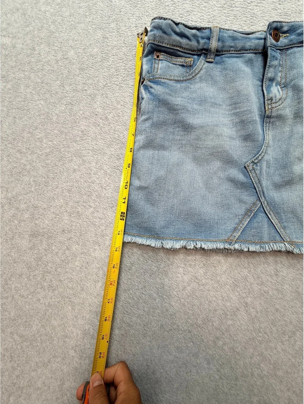 Lucky Brand Girls Denim Skirt 12 Light Wash Blue Frayed Hem Adjustable Waist